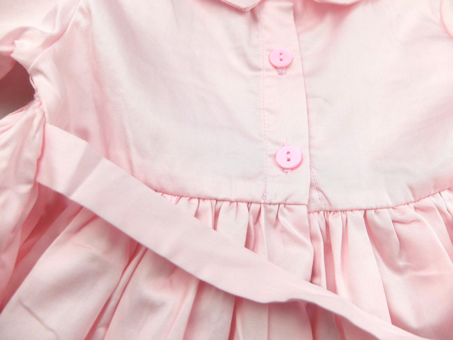 Pink Smock dress - Peter Pan collar baby smock dress - baptism dress - christening dress - cotton smock dress - balloon sleeves girl dress