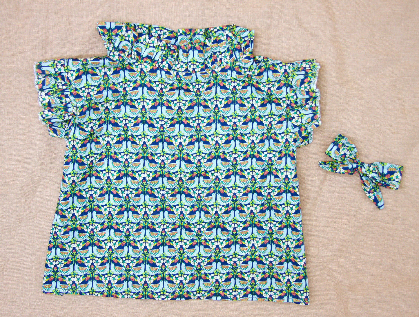 Ruffle Collar Girl Blouse - Liberty of London Floral Print Fabric - Sleeveless Girl Top - Ditsy Flower Blouse - Liberty London Print Fabric