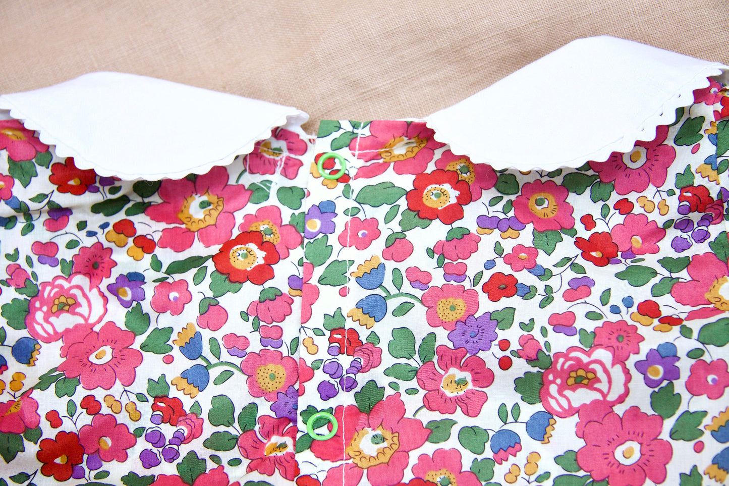 Peter Pan Collar Little Girl Blouse - Liberty Of London Floral Print Fabric - Long Sleeves Girl Blouse - Botanical Ditsy Flower Baby Blouse