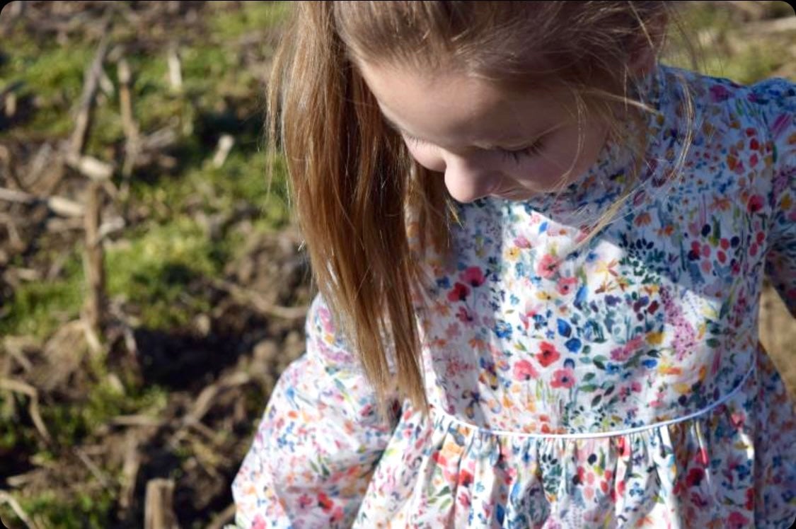 Long Sleeve Ruffle Collar Dress - Liberty of London Floral Print Girl Dress - Liberty Print Fabric - Back to School - First Birthday dress