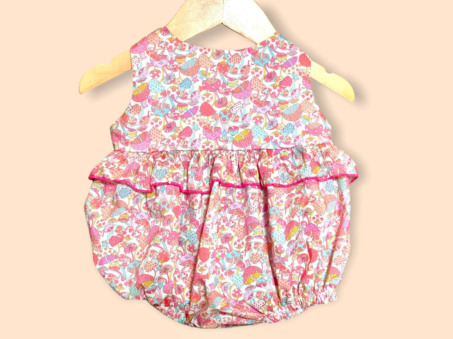 Ruffle Baby Girl Bubble Romper - Liberty of London Floral Print baby romper - First Birthday Gift - Christening Outfit - New Born gift