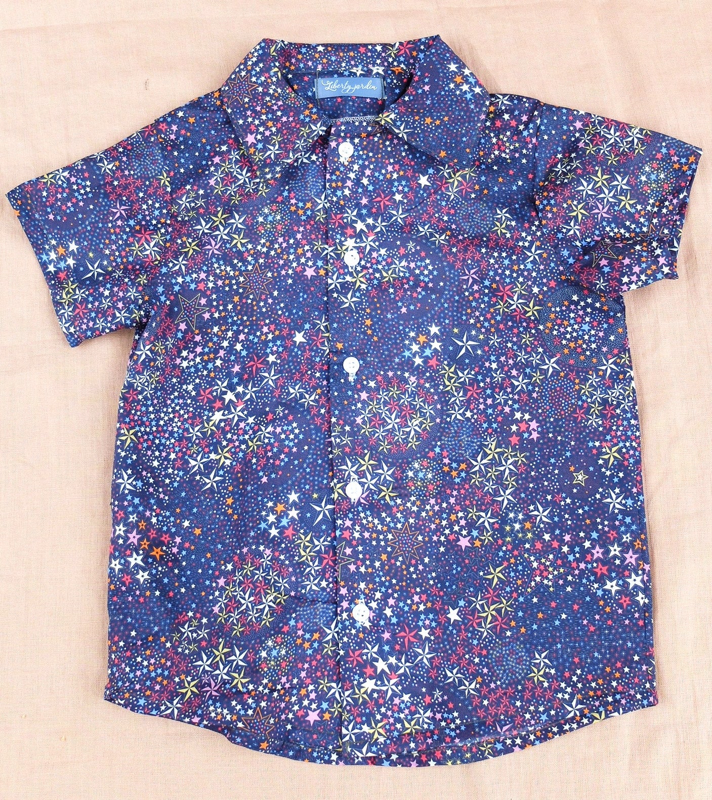 CHRISTMAS Boy Shirt - Liberty of London Button Up boy shirt - Xmas Short Sleeves Boy Shirt - Liberty Boy Clothes - Christmas gift for Boys
