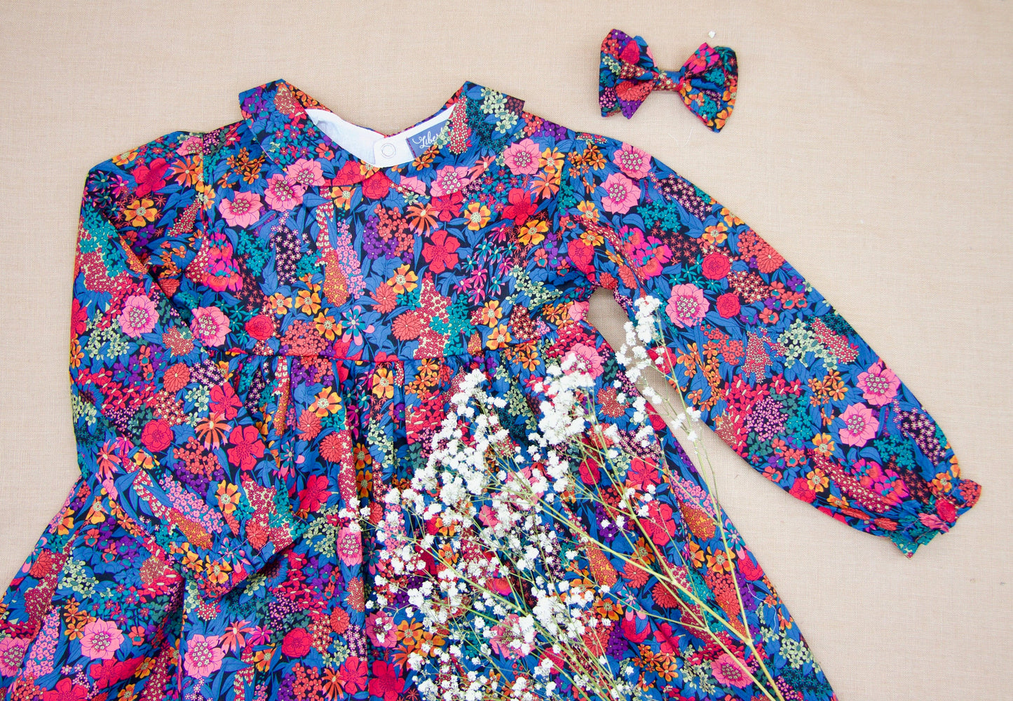 Liberty of London little girl dress organic cotton, floral animal print wedding baptism christening baby outfits first birthday long sleeves short sleeves, eastern thanksgiving halloween Christmas gift new born ruffle Peter Pan scalloped petal collar