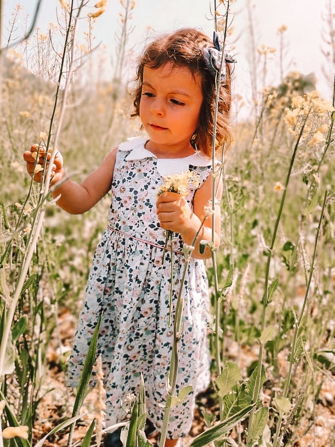 Liberty London dress - Floral Print Girl Dress - summer liberty dress - sleeveless girl dress - collared Liberty dress - ditsy flower dress
