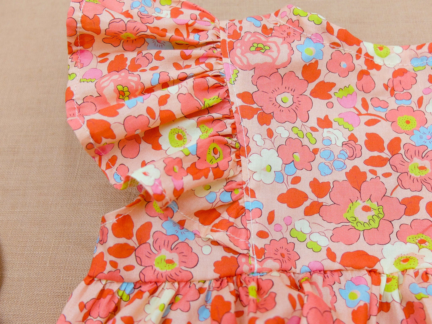 Ruffle Baby Girl Bubble Romper - Liberty of London Floral Print baby romper - First Birthday Gift - Christening Outfit - New Born gift