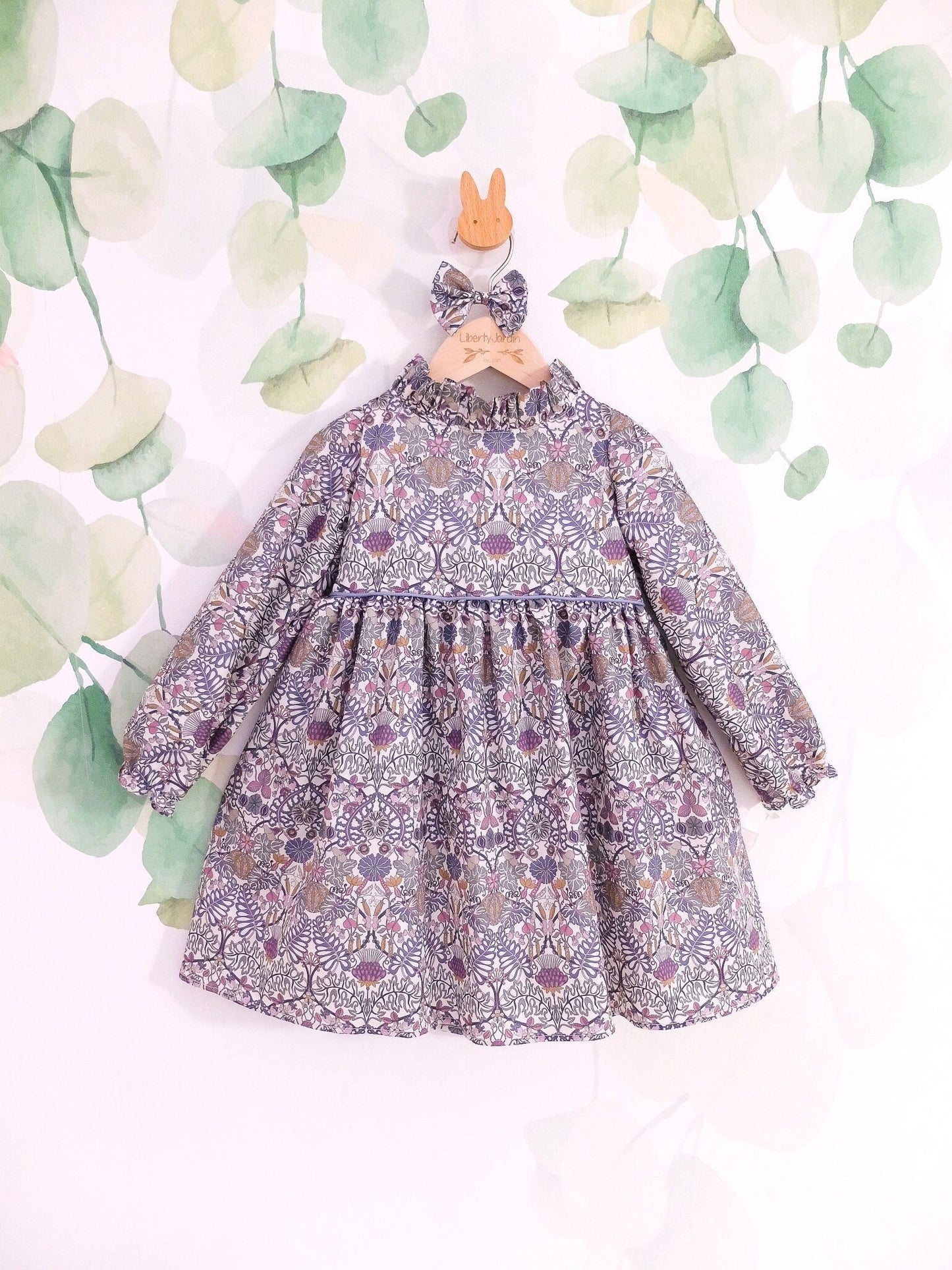 Long Sleeve Ruffle Collar Dress - Liberty of London Floral Print Girl Dress - Liberty Print Fabric - Back to School - First Birthday dress