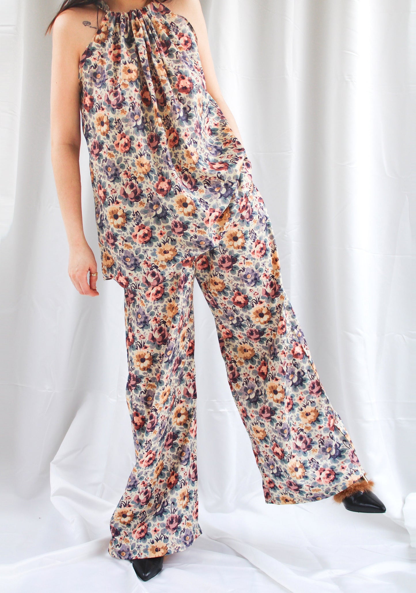 SAMPLE SALE Liberty London women palazzo pants wide legs floral print cotton silky tana lawn silky cotton tana lawn
