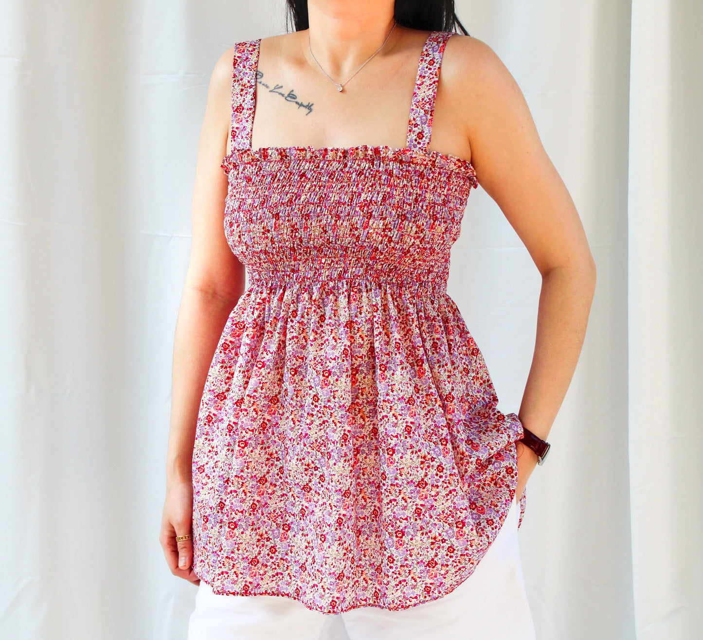 SAMPLE SALE Liberty London women smock summer top floral print blouse cotton silky tana lawn silky cotton tana lawn