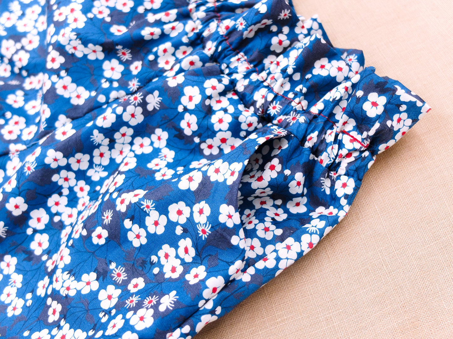 Ruffle Waist Cotton Kid Pants - Liberty of London Floral Print trousers - Children Pants with Pockets - Baby Girl Cotton Tana Lawn Pants