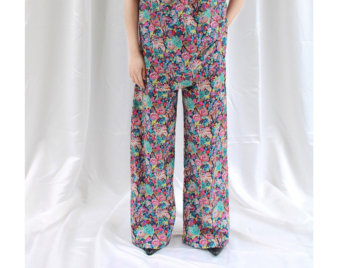 Liberty London Women Palazzo Pants Floral Print Wide Leg Pants With Pockets