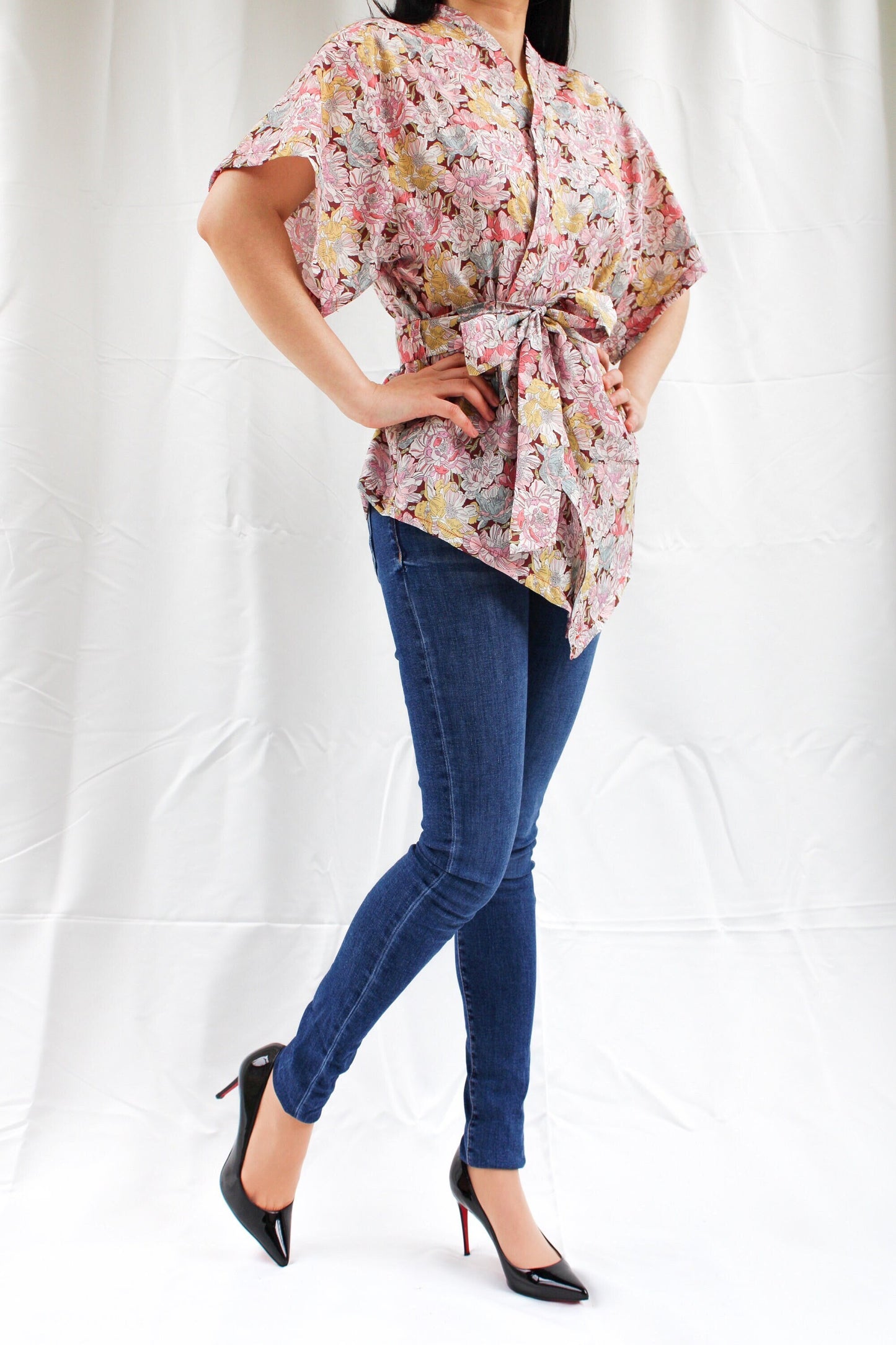 SAMPLE SALE Liberty London women kimono blouse - oversized blouse floral print - cotton silky tana lawn silky cotton tana lawn