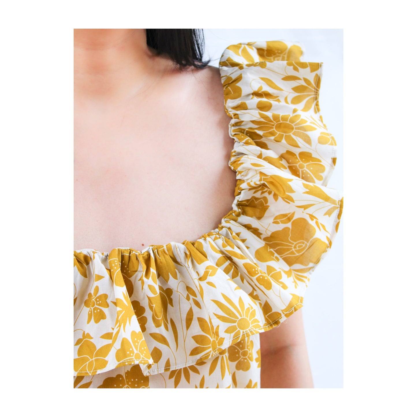SAMPLE SALE Liberty London women summer blouse ruffle collar sleeveless floral print cotton silky tana lawn