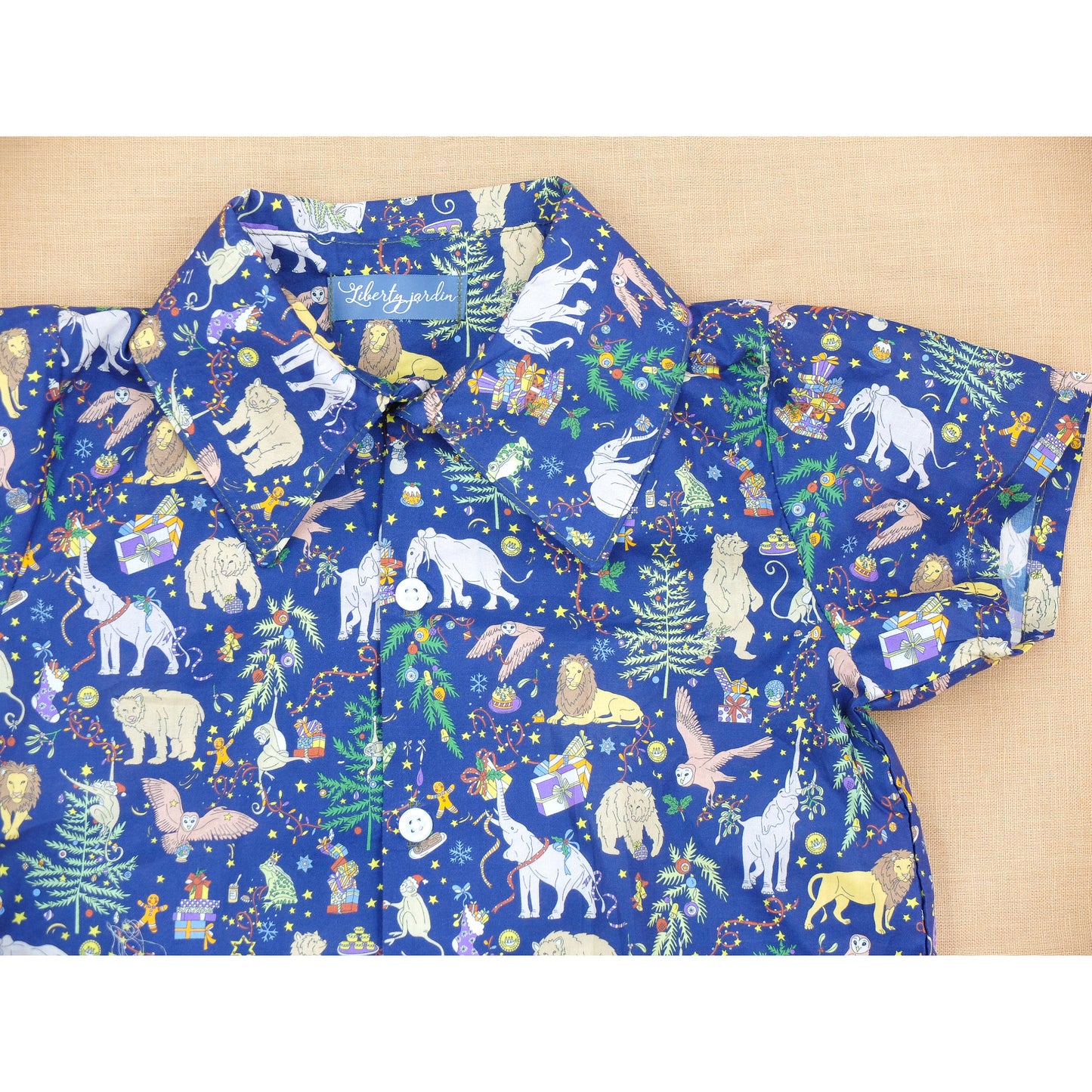 CHRISTMAS Boy Shirt - Liberty of London Button Up boy shirt - Xmas Short Sleeves Boy Shirt - Liberty Boy Clothes - Christmas gift for Boys