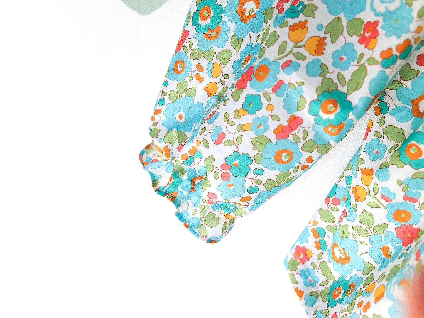 Peter Pan Collar Little Girl Blouse - Liberty Of London Floral Print Fabric - Long Sleeves Girl Blouse - Botanical Ditsy Flower Baby Blouse