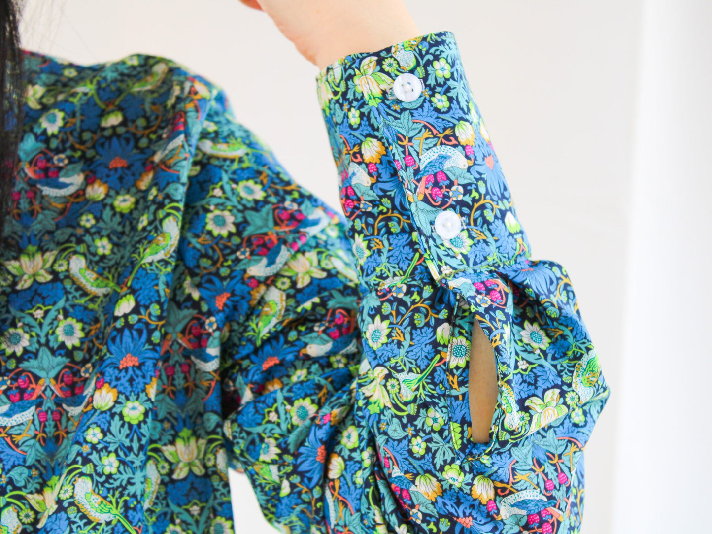 Woman Classic Shirt - Liberty of London Women Blouse - Floral Long Sleeve Blouse - Liberty Floral Print Fabrics - Liberty Woman Dress Shirt