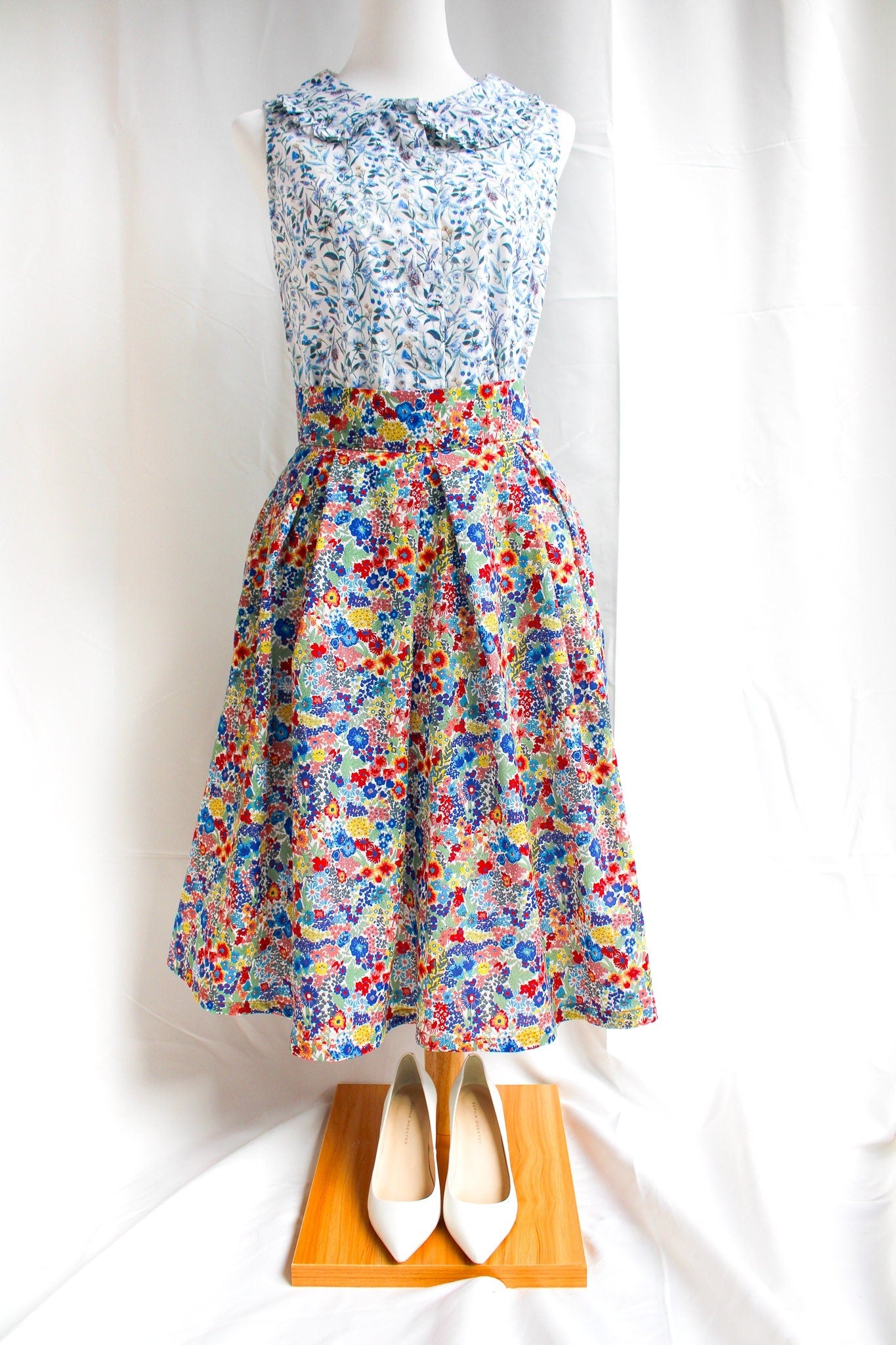 LIBERTY Plated Midi Skirt - Liberty of London Floral Print Fabric - Floral Midi Skirt - Liberty Cotton Tana Lawn - Liberty London Skirt