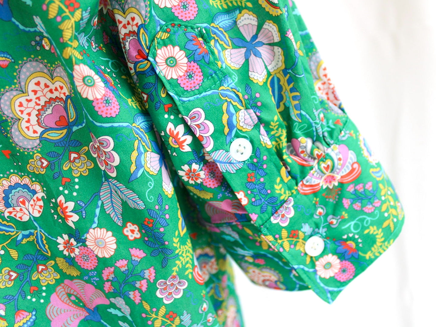 Liberty of London Shift Dress With Short Sleeves and Mandarin Collar