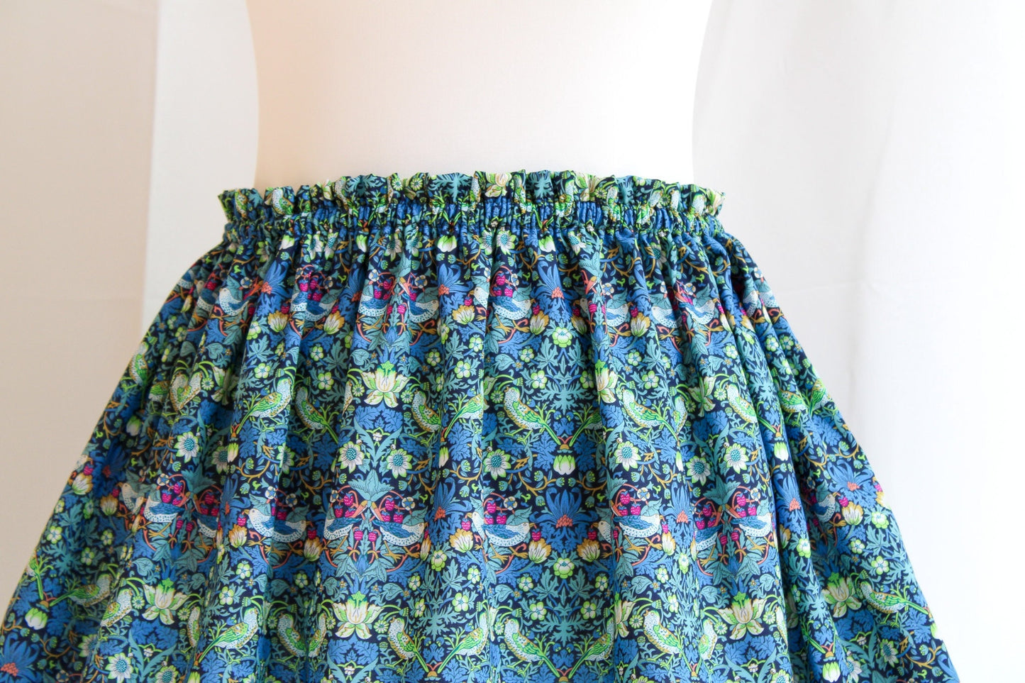 Woman Knee Length Skirt - Liberty of London Floral Skirt - Summer Cotton Floral Print Skirt - Ruffle Elastic Waist woman Tana Lawn Skirt