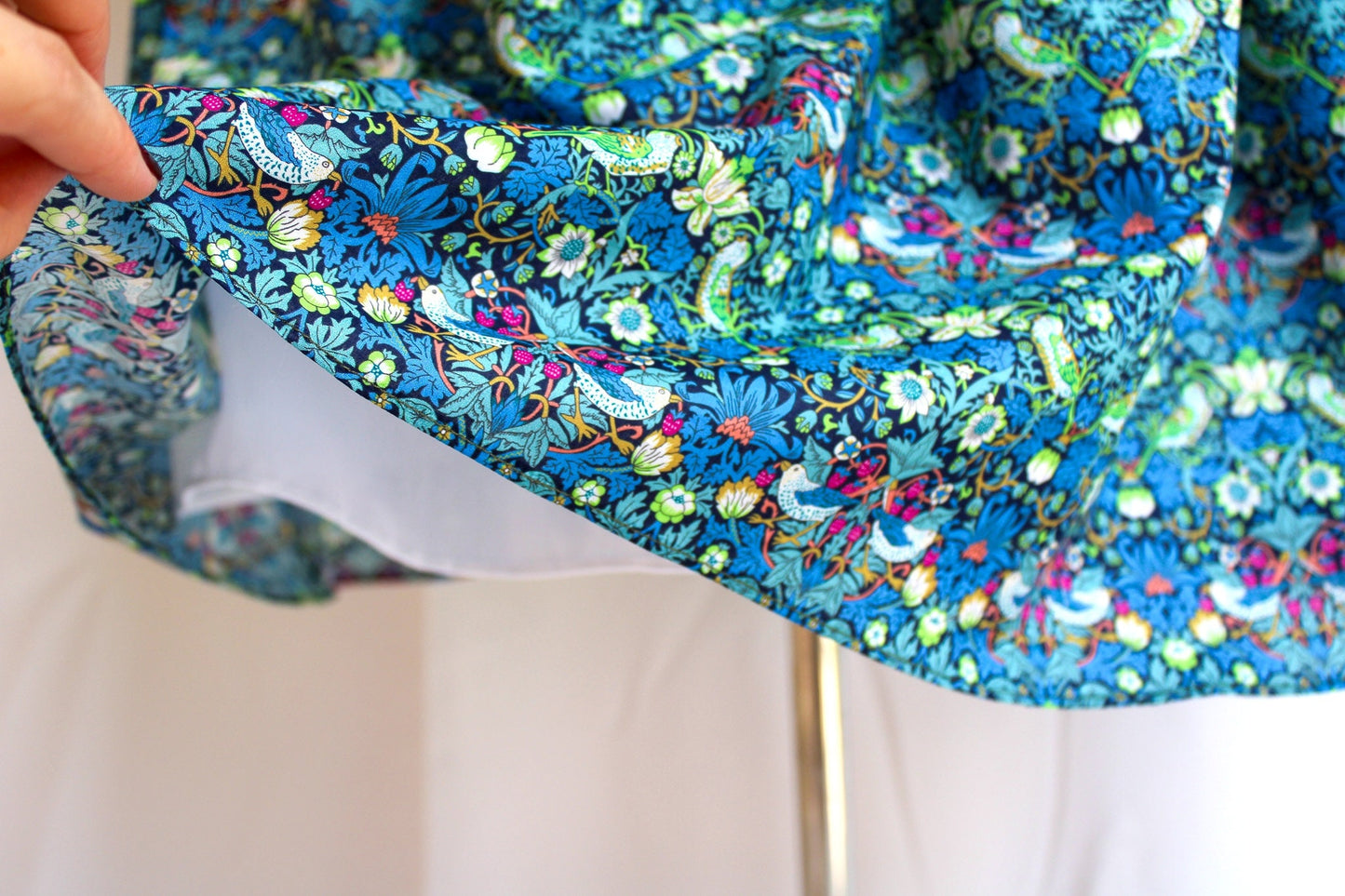 Woman Knee Length Skirt - Liberty of London Floral Skirt - Summer Cotton Floral Print Skirt - Ruffle Elastic Waist woman Tana Lawn Skirt