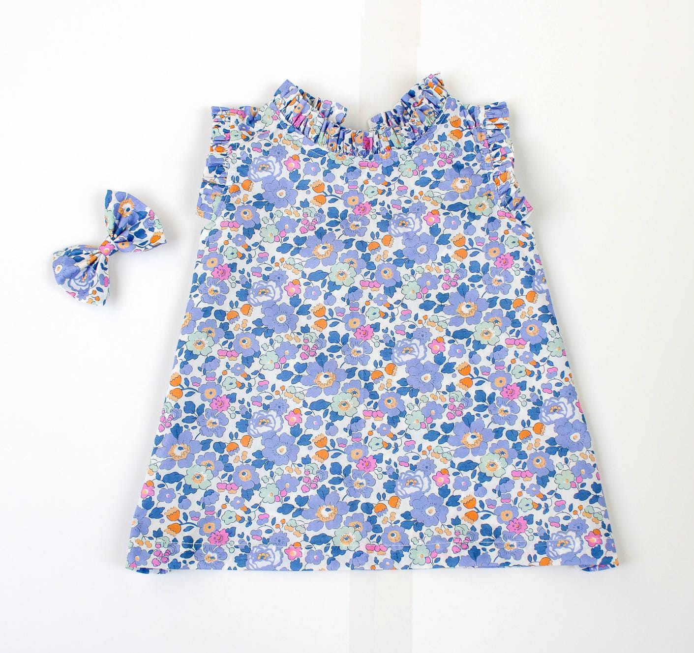 Ruffle Collar Girl Blouse - Liberty of London Floral Print Fabric - Sleeveless Girl Top - Ditsy Flower Blouse - Liberty London Print Fabric