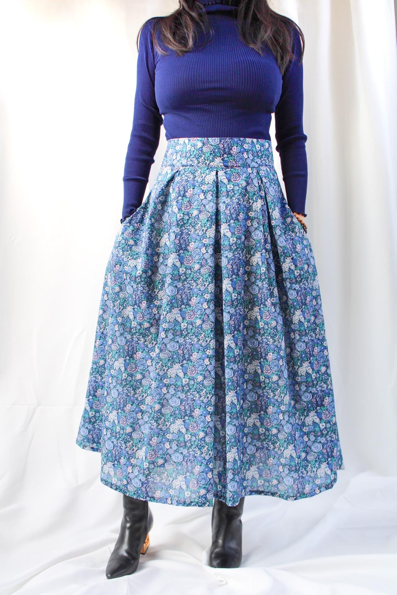 Maxi LIBERTY Plated Skirt - Liberty of London Floral Print Fabric - Maxi Flower Skirt - Liberty Print Fabric - Ditsy Floral Liberty Skirt