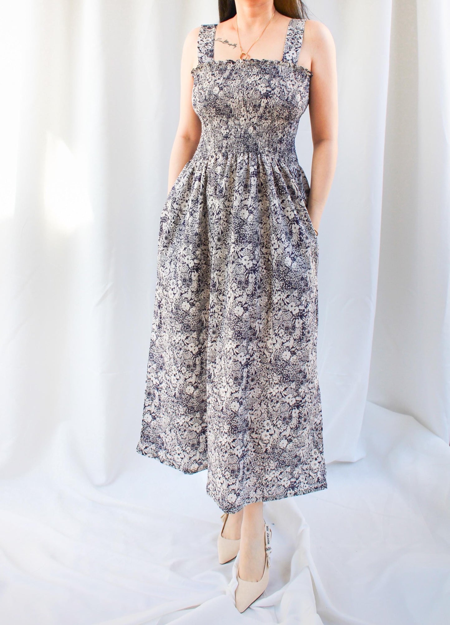 Liberty Smock Dress, Liberty Floral Print, Shirred Floral Dress, Liberty Sun Dress, Liberty Maxi Dress, Ditsy Floral Dress, Liberty Prints