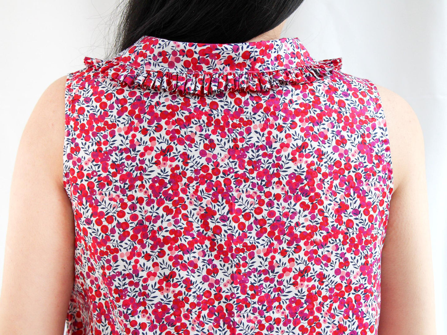 Liberty Fabric Blouse, Sleeveless Blouse, Liberty of London, Liberty Floral Blouse, Pretty Ditsy Blouse, Peter Pan Collar, Ruffle Collar Top