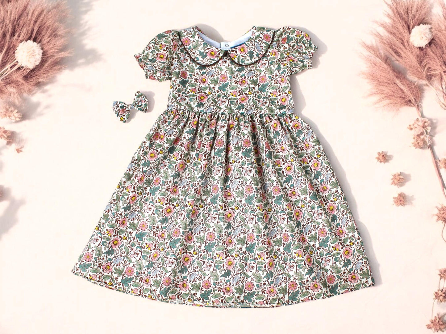 Liberty London Dress, Floral Print dress , Peter Pan Collar Dress, Christening Baby Dress, First Birthday Dress, Liberty Print Fabric Dress