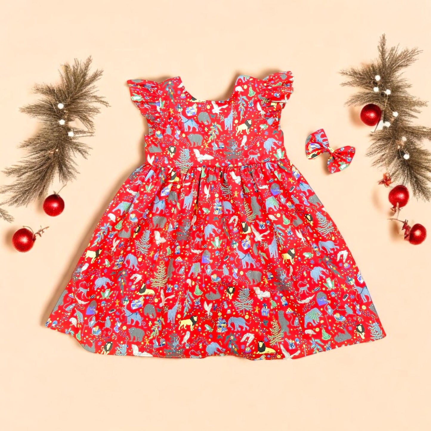 CHRISTMAS Liberty London Dress, Ruffle Baby Dress, Sleeveless Dress, Liberty Print dress, Floral Print Dress, Christmas Liberty Print Dress
