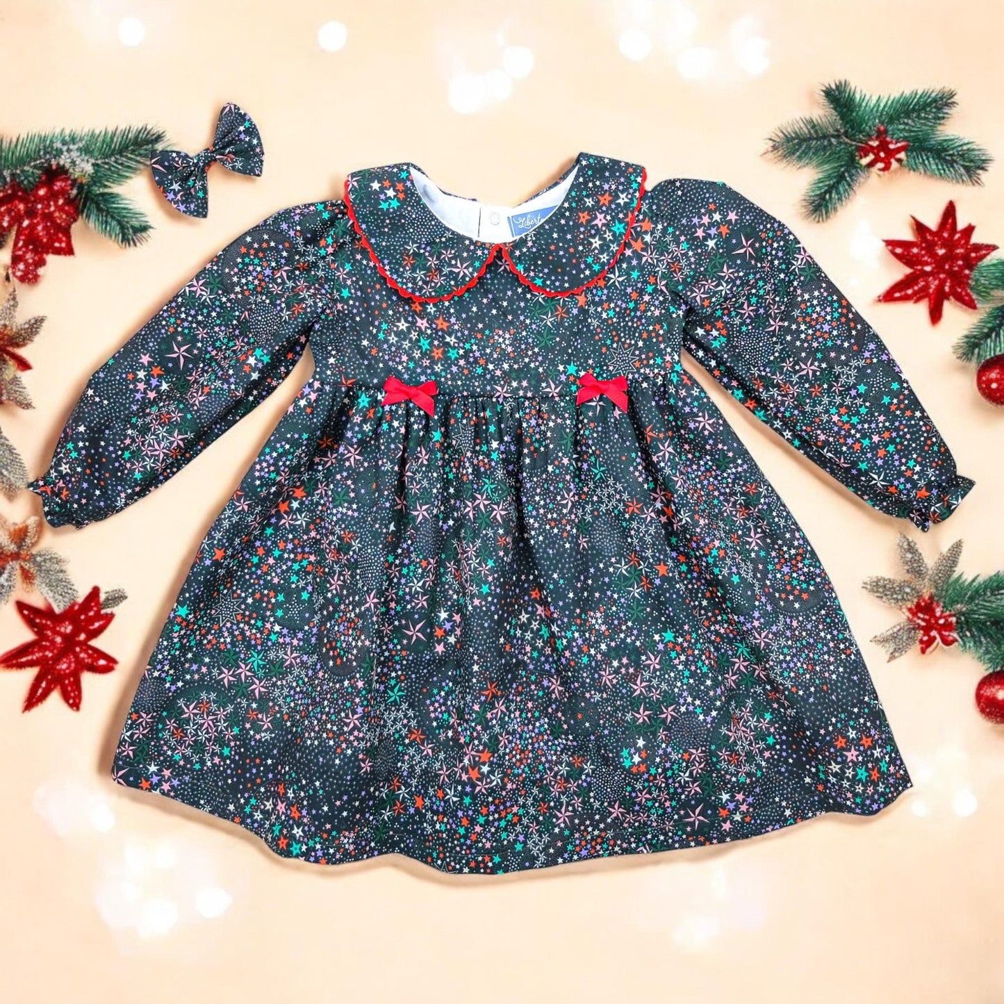 CHRISTMAS girl dress - Liberty of London Christmas dress - Christmas gift baby girls - Liberty cotton tana lawn - Long Sleeve Girl Dress