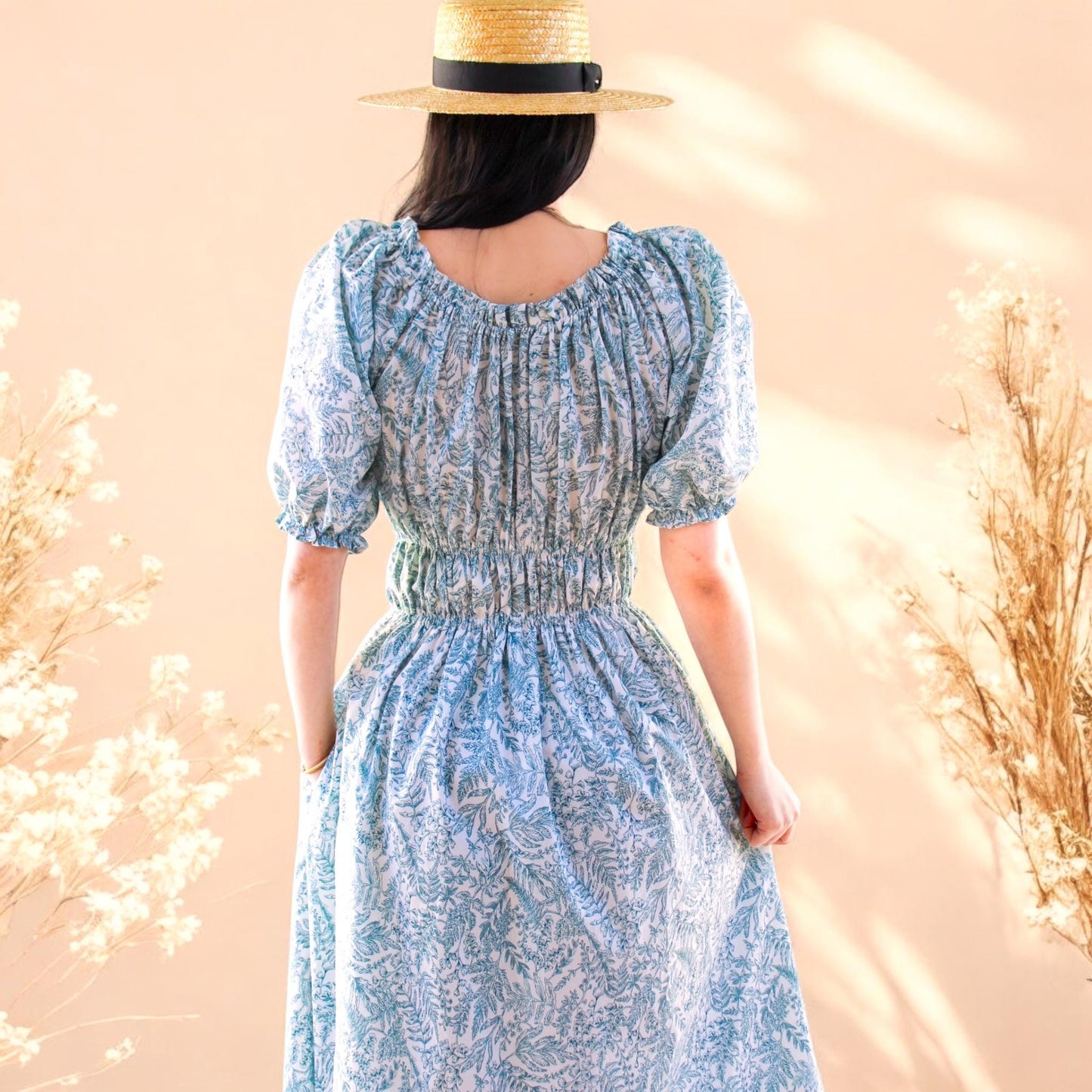Milkmaid dress, Liberty London Dress, Cottage Core Dress, Peasant Midi Dress, Short Puffy Sleeves, Floral Print Dress, Liberty Print Fabrics