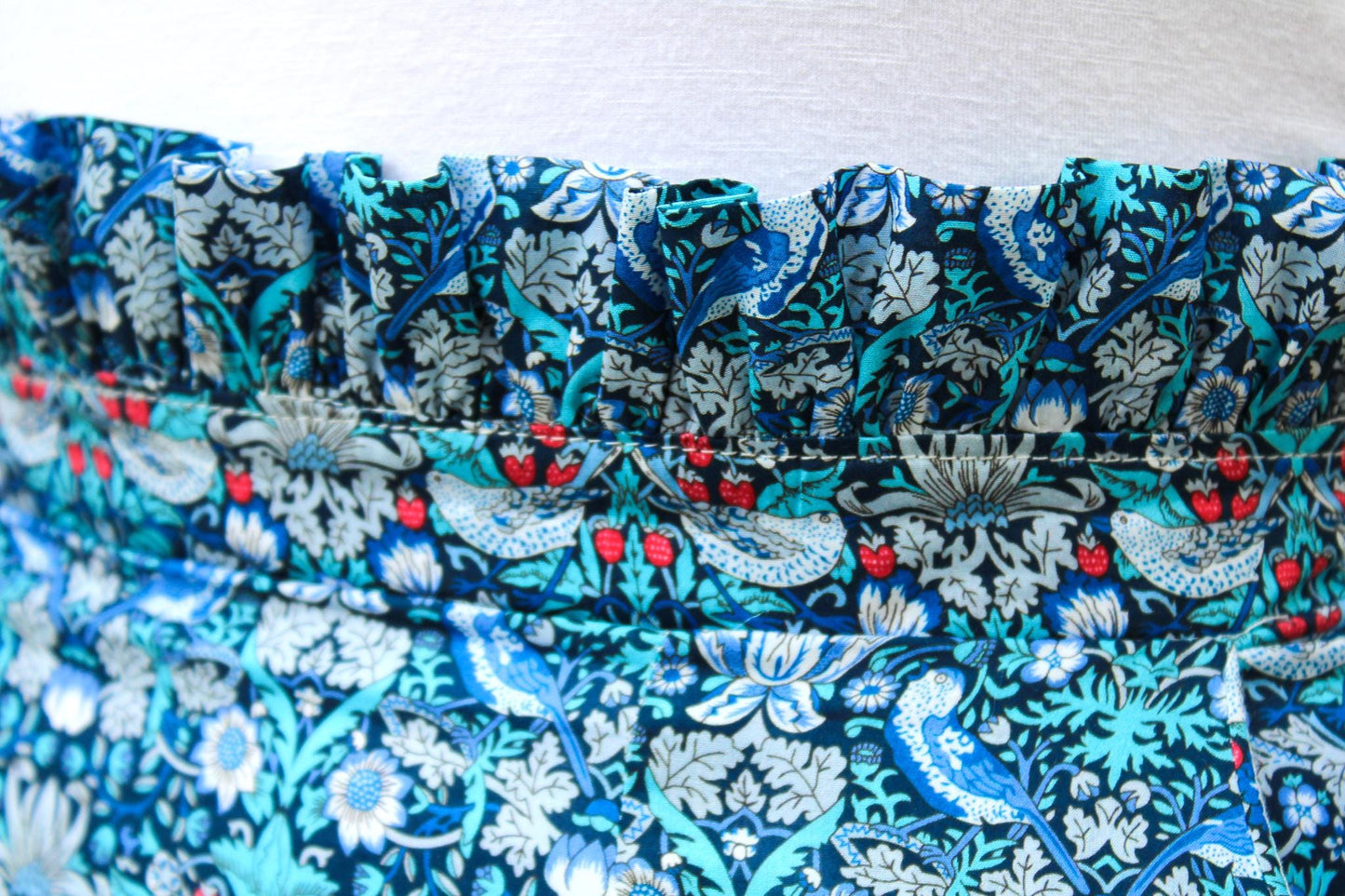 Liberty Mini Skirt, Ruffle Waist Skirt, Liberty London Skirt, Liberty of London, Mini Floral Skirt, Floral Print Skirt, Blue Flower Skirt
