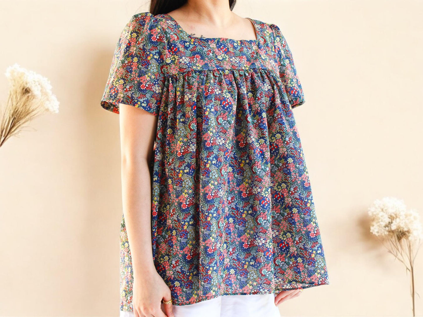 Liberty of London Woman Square Neck Blouse With Short Sleeves