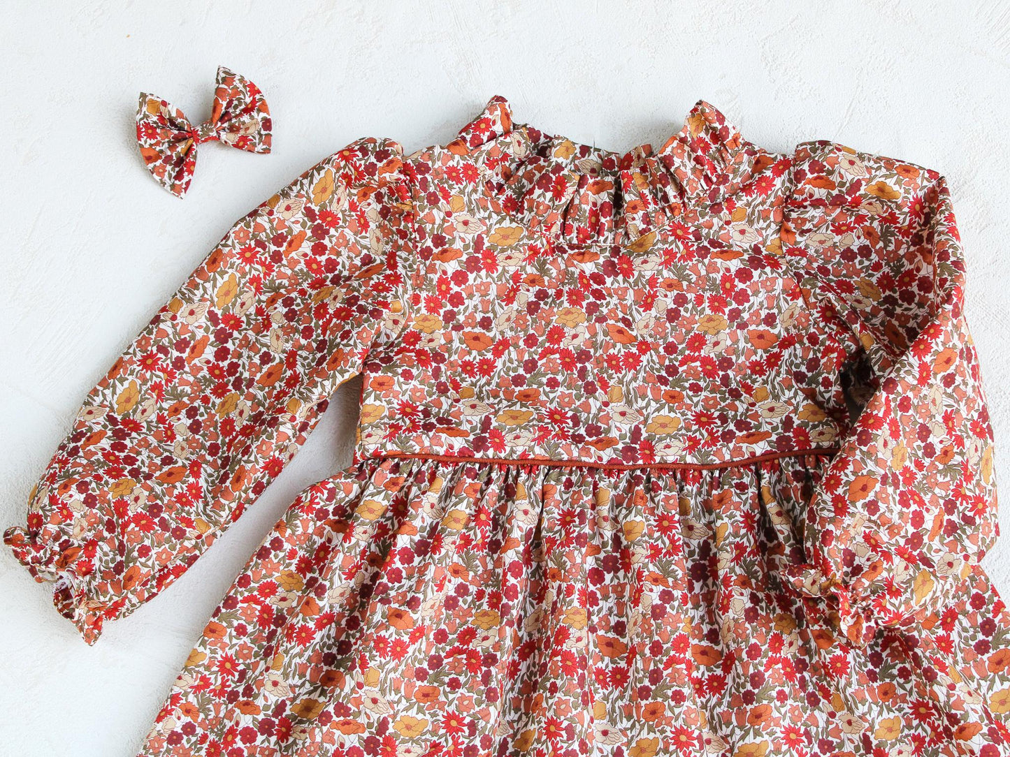 Liberty of London Girl Dress With Long Sleeves Ruffle Collar