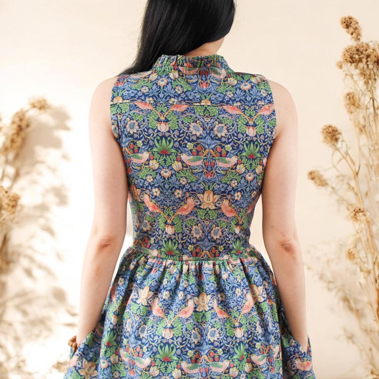 SAMPLE SALE - William Morris Dress, Liberty Print Fabric, Sleeveless Dress, Ruffle Collar Dress, Liberty Sun Dress, Ditsy Floral Print Dress