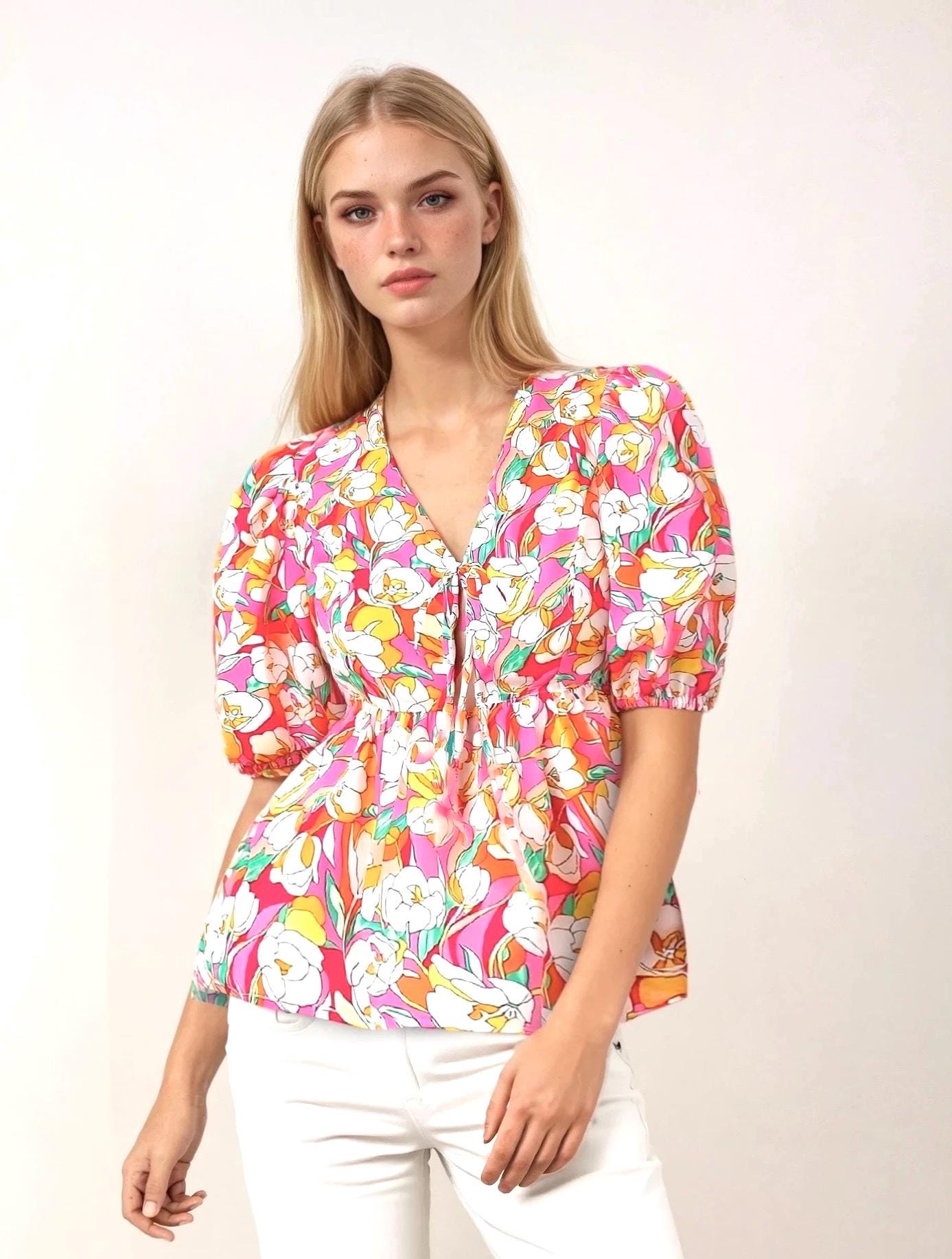 Liberty of London Woman V Neck Peplum Blouse