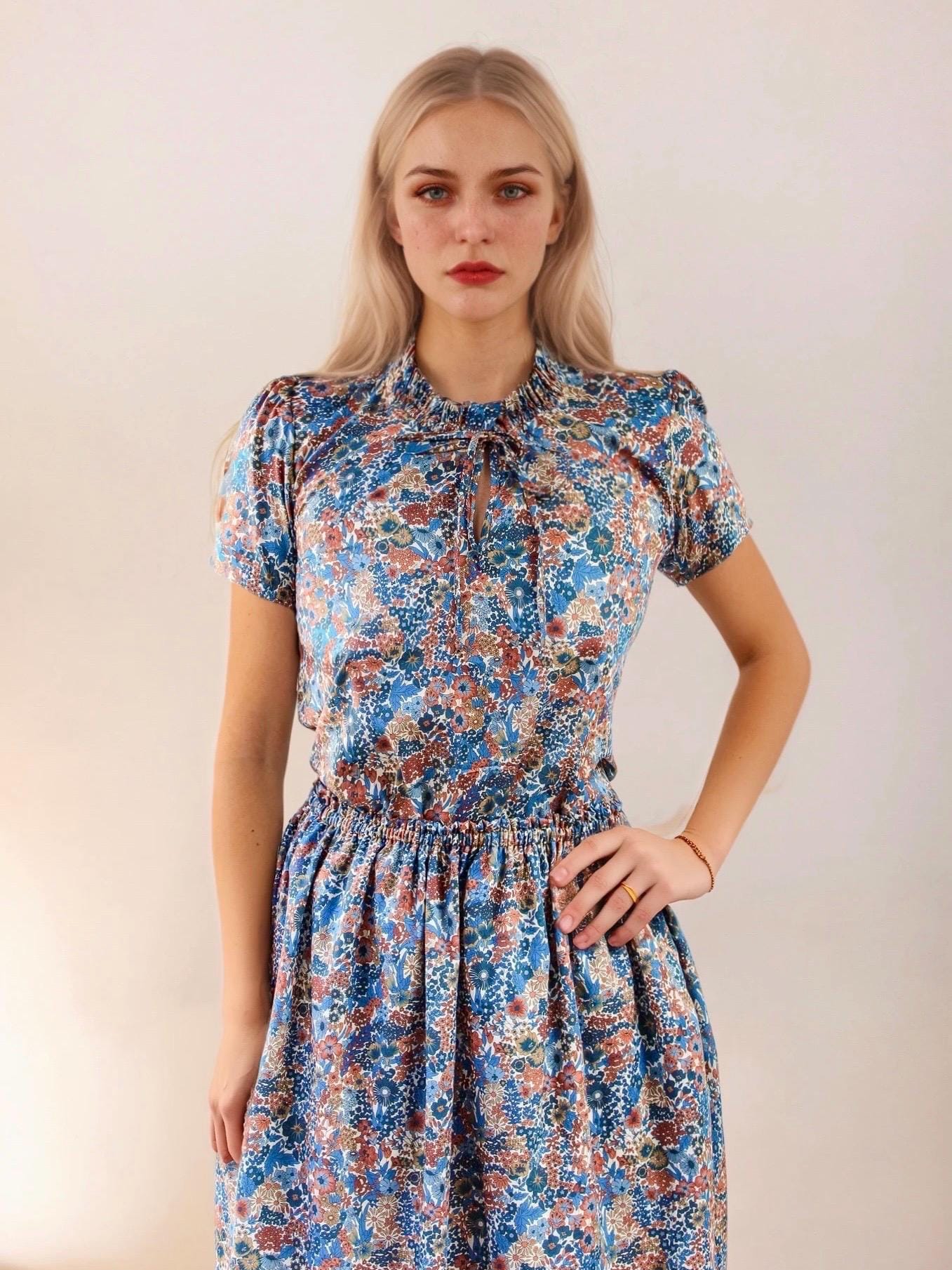 LIBERTY Print Blouse, Liberty of London, Short Sleeve Blouse, Ruffle Collar Blouse, Floral Print Top, Liberty London Clothing, Summer Top