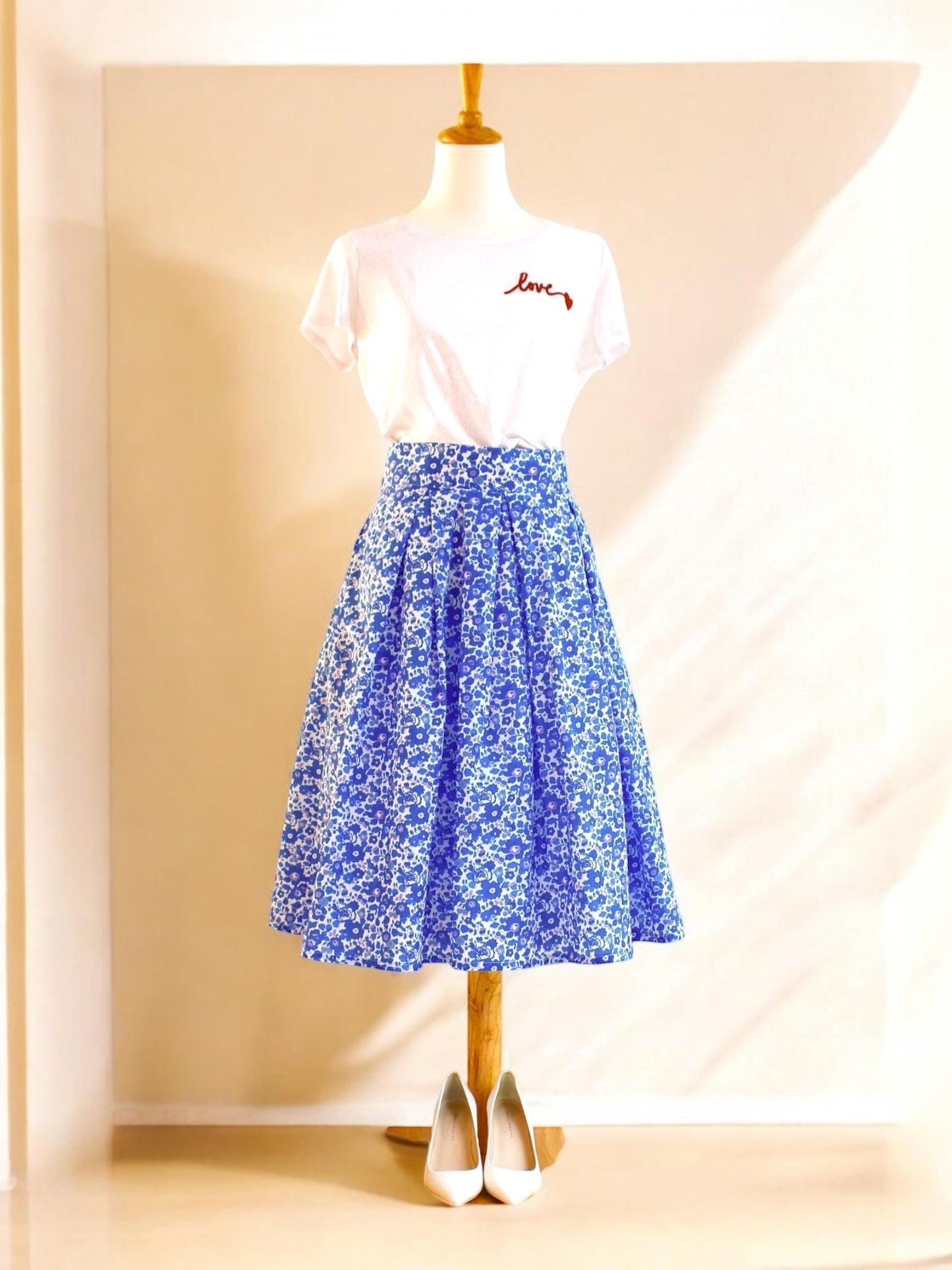LIBERTY Plated Midi Skirt - Liberty of London Floral Print Fabric - Floral Midi Skirt - Liberty Cotton Tana Lawn - Liberty London Skirt