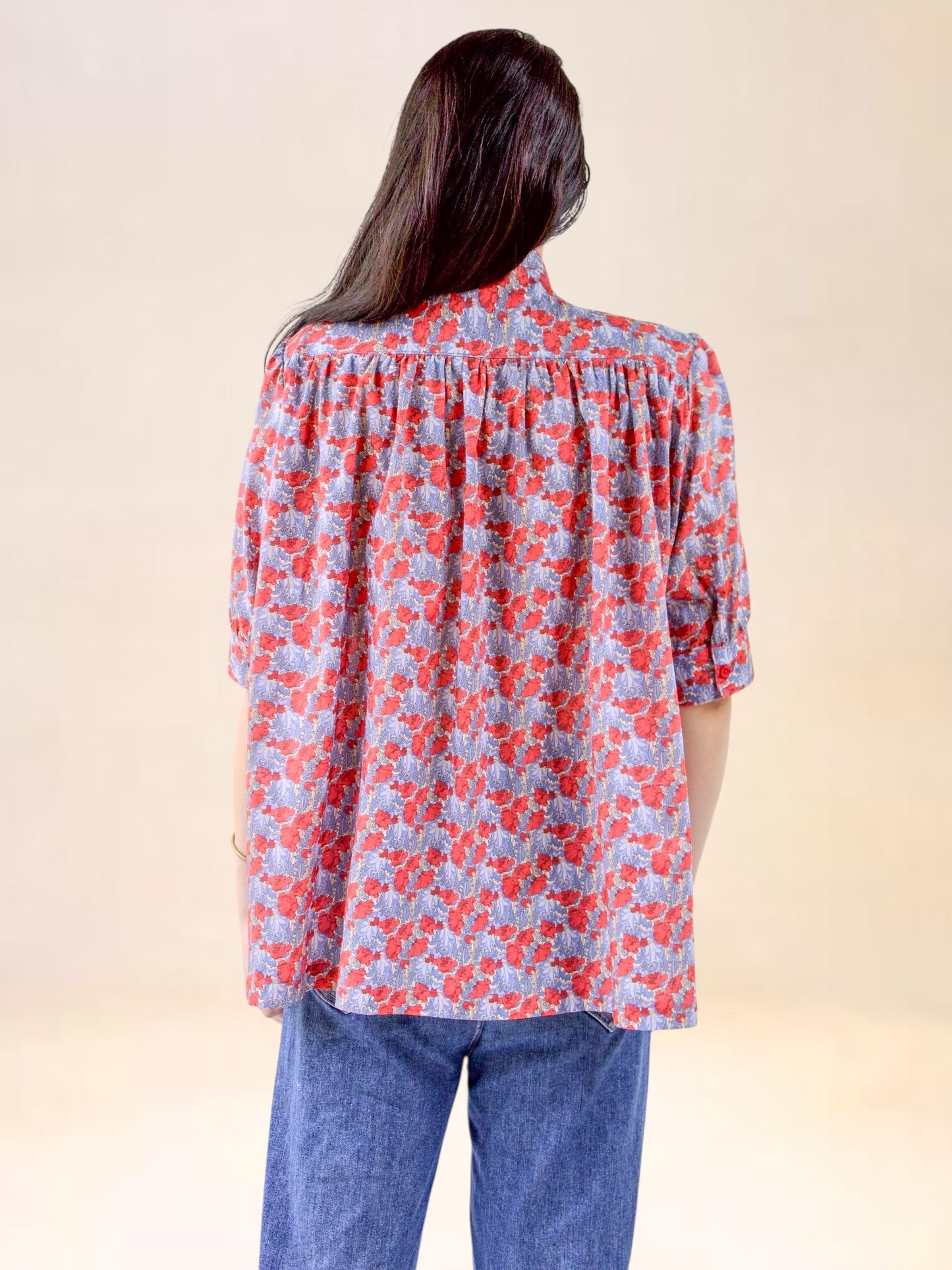 Liberty Print Blouse, Mandarin Collar Blouse, Liberty of London, Floral Print Shirt, Button Through Blouse, Liberty London Top, Floral Shirt
