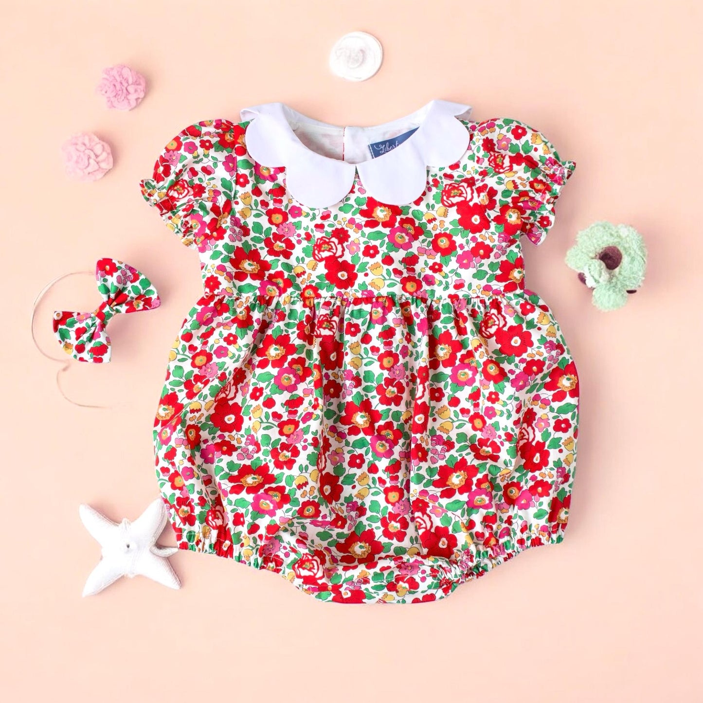 Liberty Bubble Romper, Liberty Baby Clothing, Scalloped Collar Romper, Baby Bubble Romper, Liberty Print Romper, Floral Print Baby Bubble