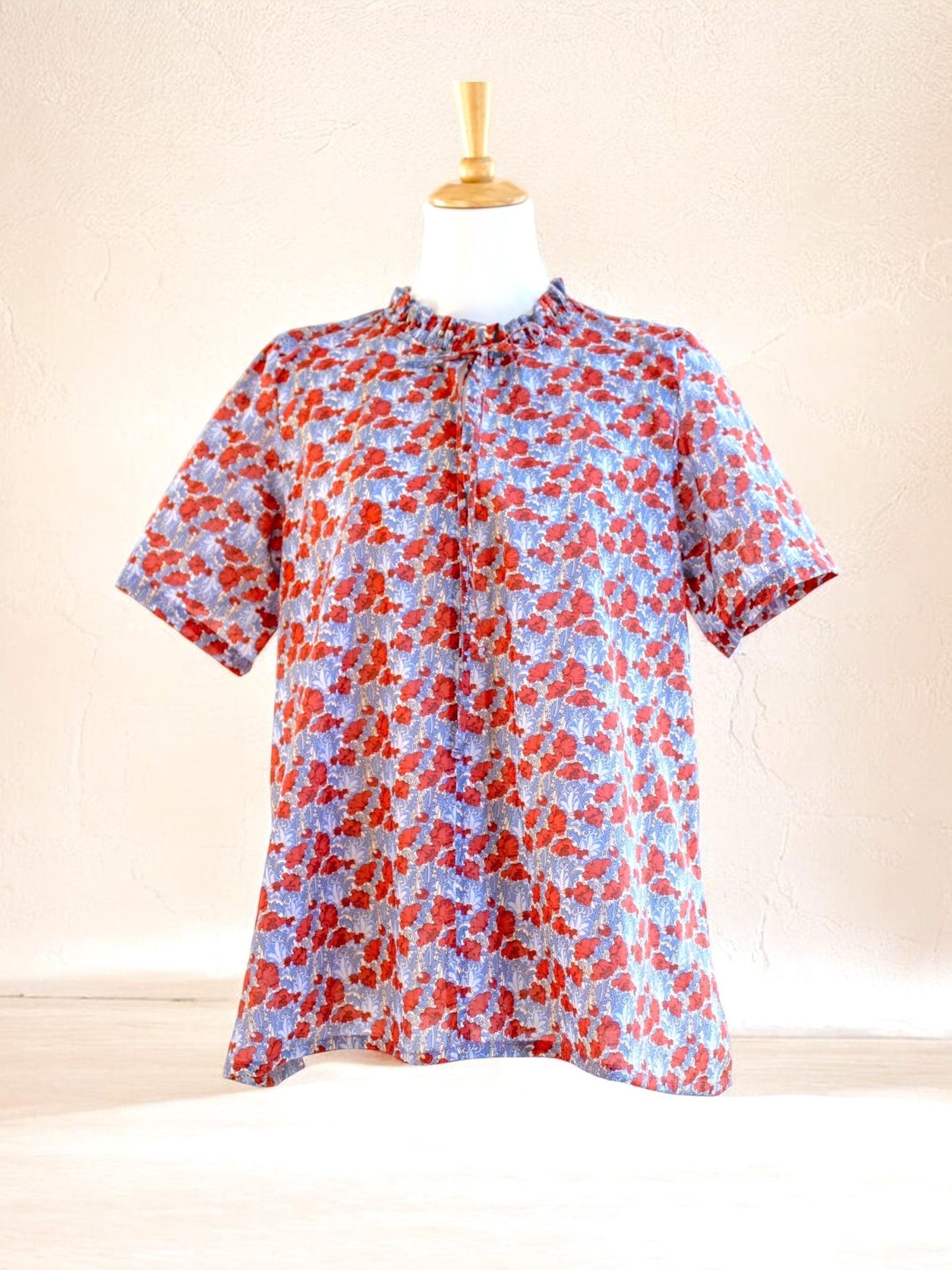 Liberty London Blouse, Liberty Clothing, Ruffle Collar Top, Liberty Print Fabric, Short Sleeve Top, Floral Print Top, Ditsy Flower Blouse
