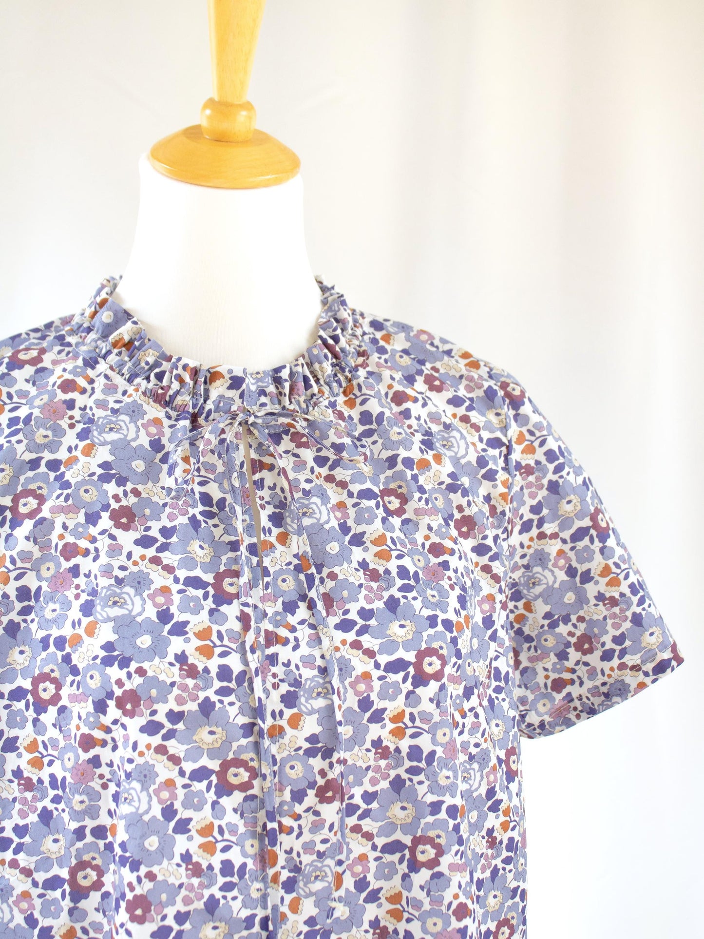 Liberty London Blouse, Liberty Clothing, Ruffle Collar Top, Liberty Print Fabric, Short Sleeve Top, Floral Print Top, Ditsy Flower Blouse