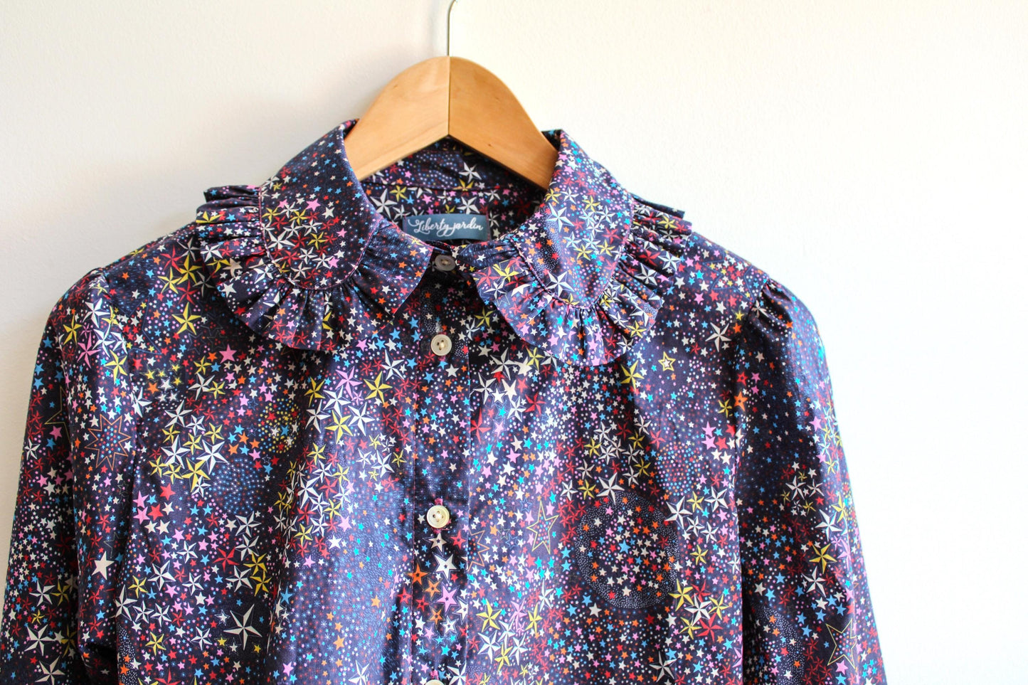 Liberty Dress Shirt, Liberty Print Blouse, Peter Pan Collar, Ruffle Trim Collar, Liberty London Shirt, Long Sleeve Shirt, Floral Print Shirt
