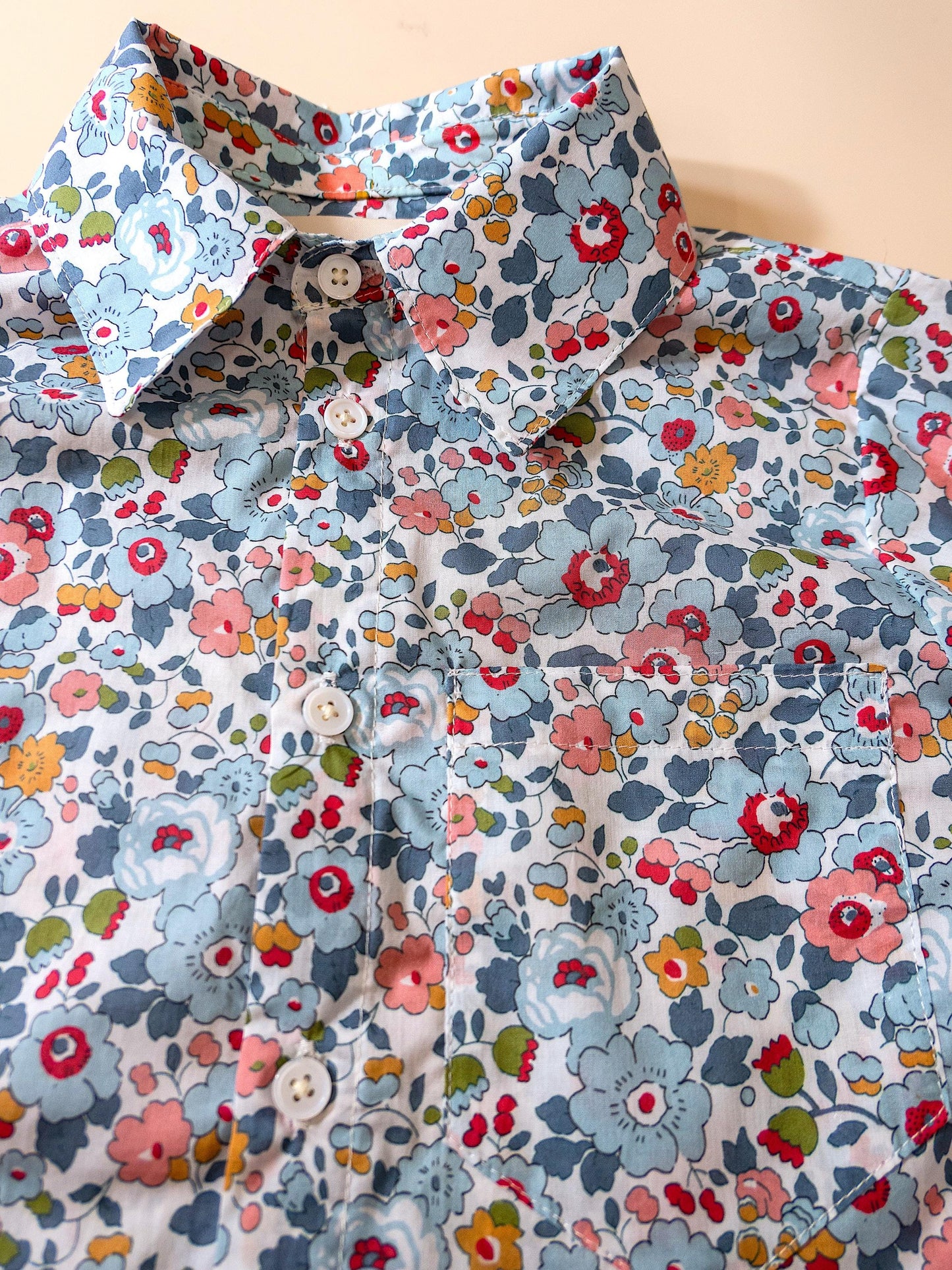 Liberty of London Boy Shirt Button Up Long Sleeves in Liberty Betsy Fabric