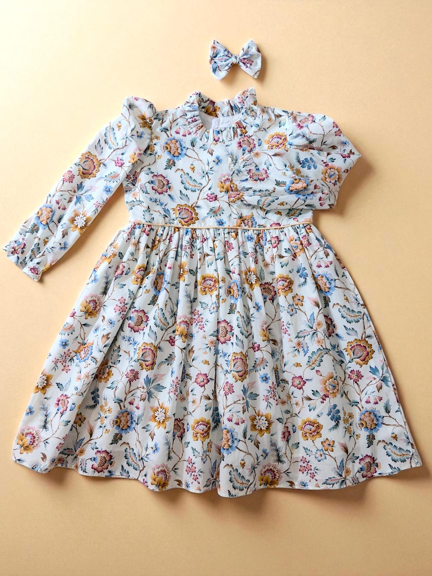 LIBERTY of London Long Sleeve Girl Dress With Victorian Ruffle Collar