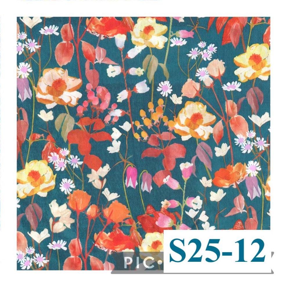 Liberty London Floral Midi Skirt, Elastic Waist Cotton A-Line