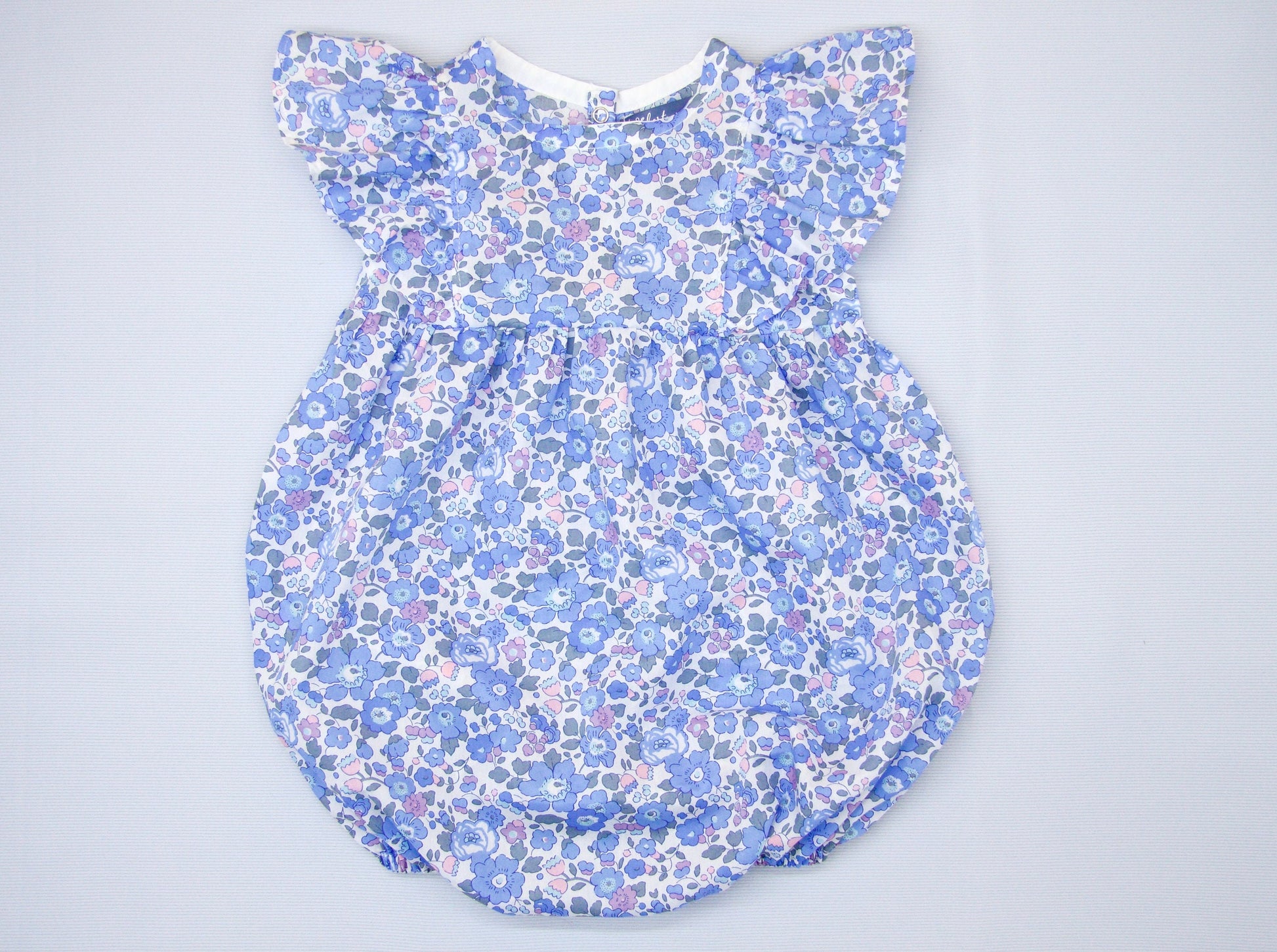 Ruffle Baby Girl Bubble Romper - Liberty of London Floral Print baby romper - First Birthday Gift - Christening Outfit - New Born gift