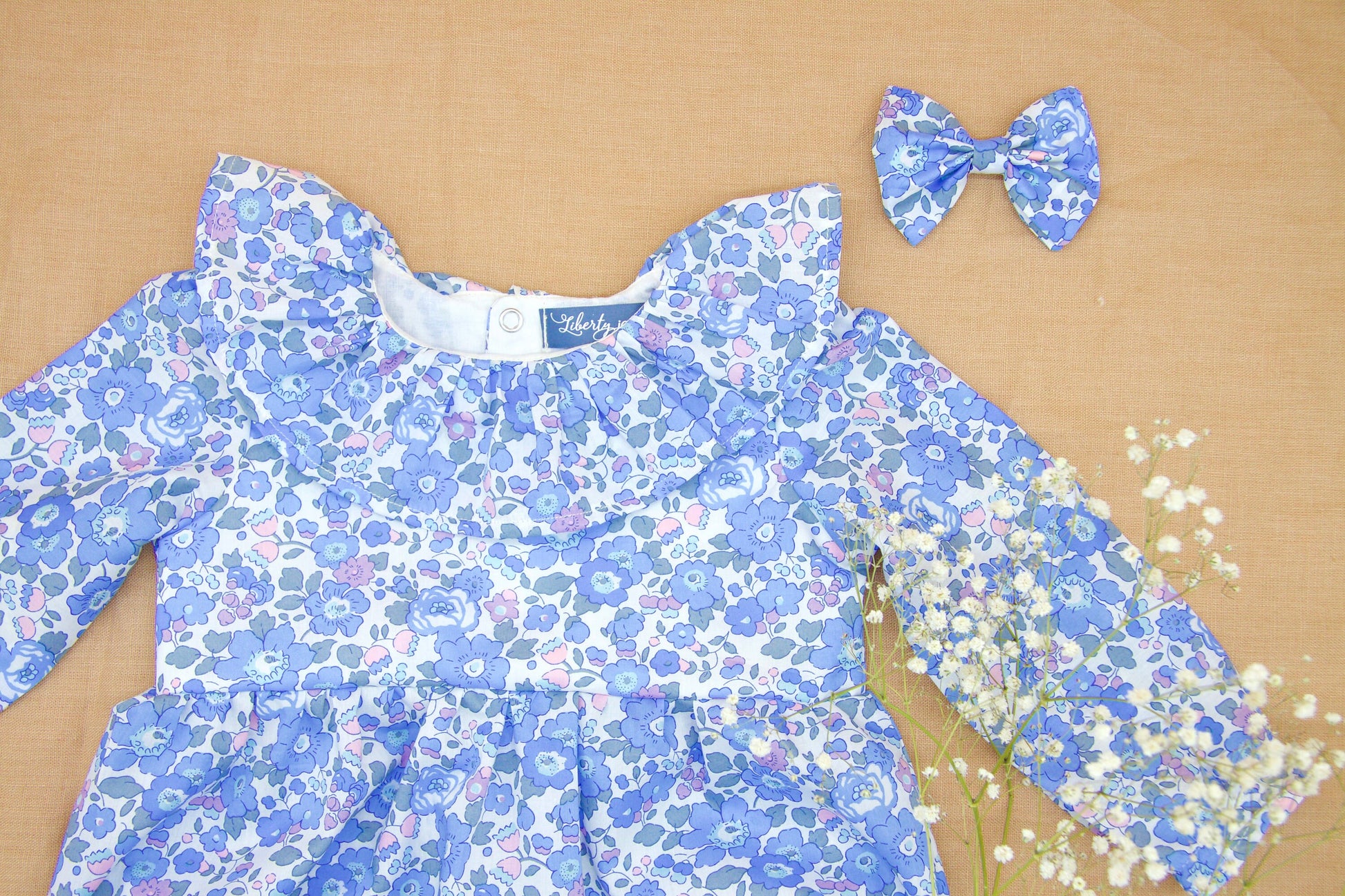 Long Sleeve Floral Baby Playsuit - Liberty of London Baby Bubble Romper - Floral Print Baby Bubble - New Born gift - Christening Baby Girl