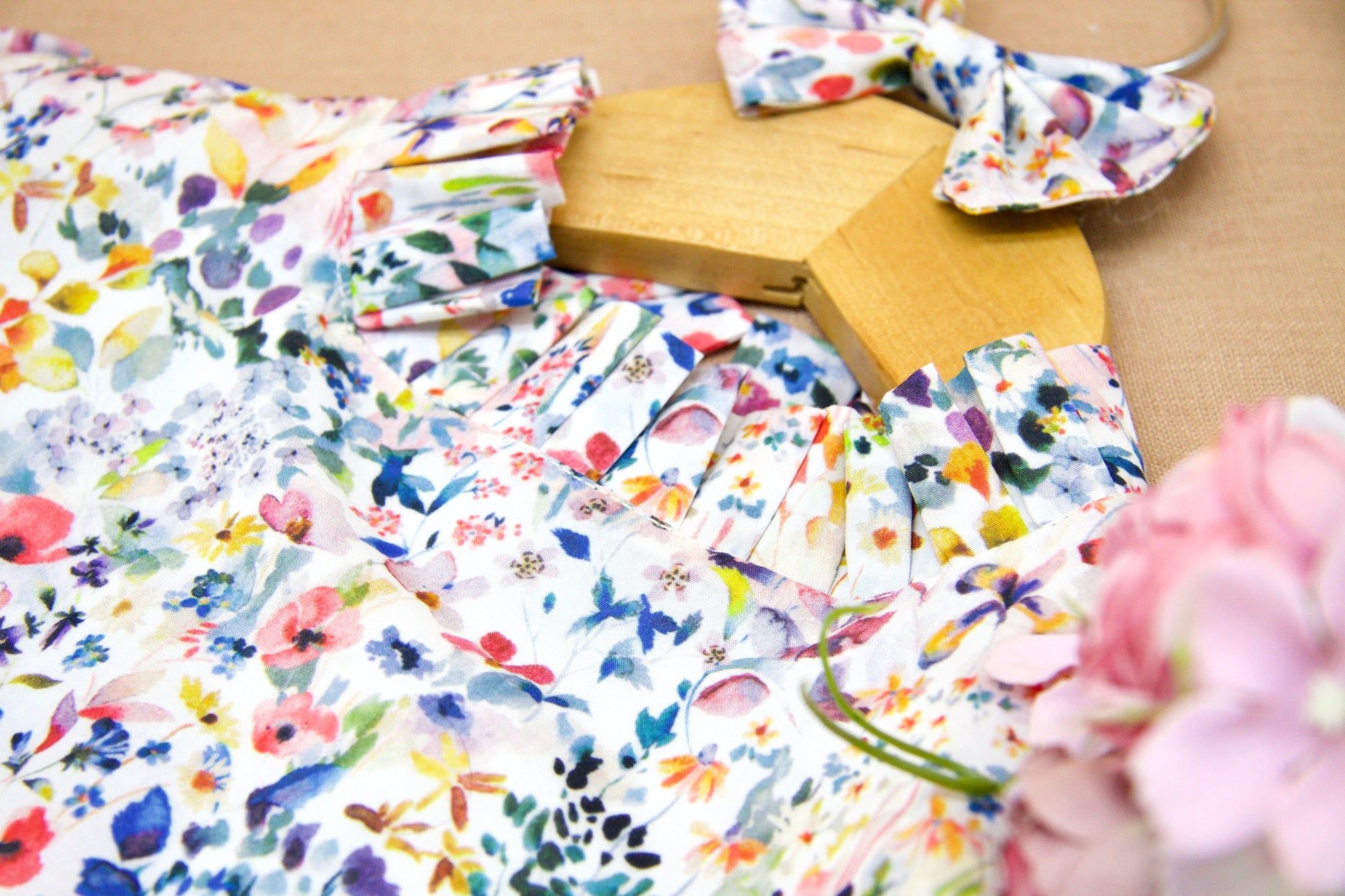 Long Sleeve Ruffle Collar Dress - Liberty of London Floral Print Girl Dress - Liberty Print Fabric - Back to School - First Birthday dress