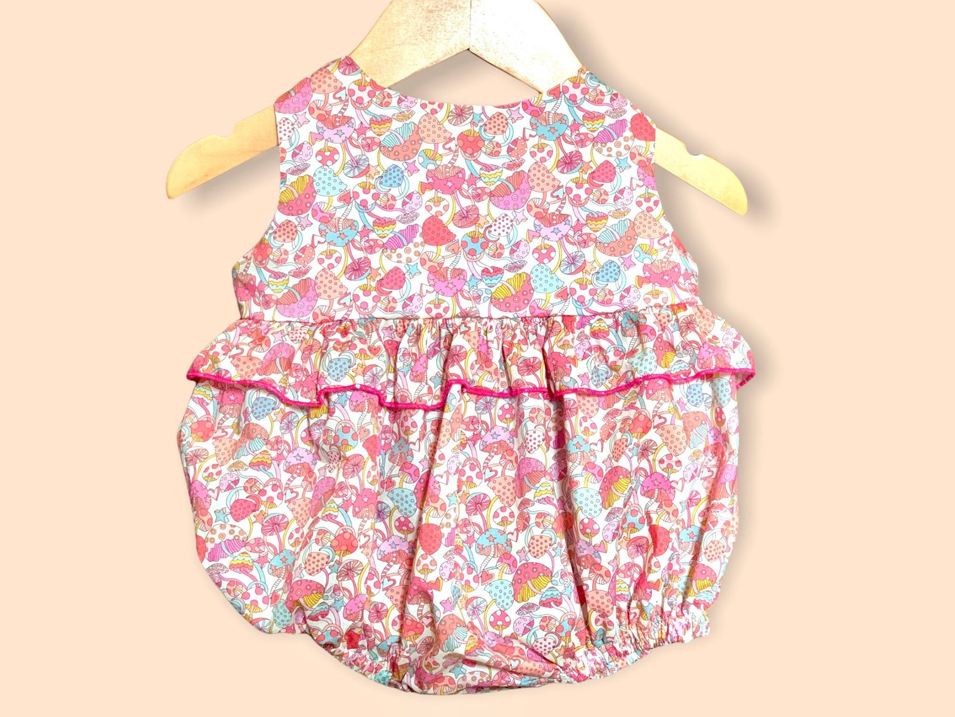Ruffle Baby Girl Bubble Romper - Liberty of London Floral Print baby romper - First Birthday Gift - Christening Outfit - New Born gift